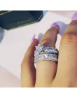 925 Sterling Silver luksusowe odważny duży zestaw pierścieni ślubnych dla kobiet zaręczyny afryki palec prezent na boże narodzen
