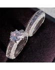 925 Sterling Silver luksusowe odważny duży zestaw pierścieni ślubnych dla kobiet zaręczyny afryki palec prezent na boże narodzen