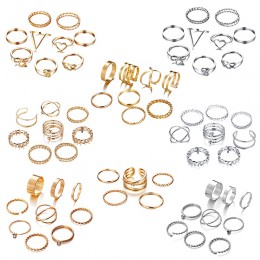 Jeśli mnie 30 sztuk/zestaw Vintage Punk złoty zestaw pierścieni dla kobiet mężczyzn moda Retro Antique Ring Finger Fashion Party