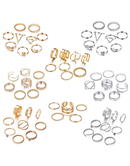 Jeśli mnie 30 sztuk/zestaw Vintage Punk złoty zestaw pierścieni dla kobiet mężczyzn moda Retro Antique Ring Finger Fashion Party