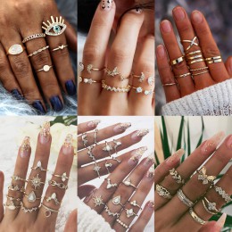 17 KM 8 projekt w stylu Vintage złota gwiazda księżyc pierścienie zestaw dla kobiet BOHO Opal kryształ Midi Ring Finger 2019 kob