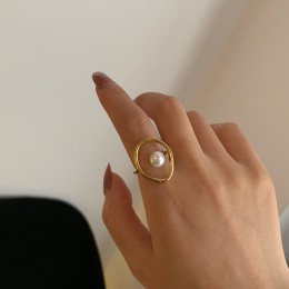 AOMU Fashion Girl prezent metalowy pierścionek dla kobiet biżuteria geometryczny okrągły pierścionek akcesoria do strzelania uli