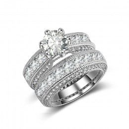925 Sterling Silver luksusowe odważny duży zestaw pierścieni ślubnych dla kobiet zaręczyny afryki palec prezent na boże narodzen