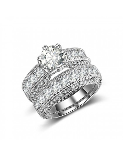 925 Sterling Silver luksusowe odważny duży zestaw pierścieni ślubnych dla kobiet zaręczyny afryki palec prezent na boże narodzen