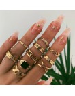 Tocona 15 sztuk/zestaw Boho Virgin Mary złote pierścionki dla kobiet serce Fatima ręce Anillos krzyż liść geometryczne koльцо bi