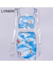 LVINMW Sexy Angel Cupid wydrukowano Bodycon 2 sztuk zestawy moda 2019 lato kobiety Camisole krótkie bluzki i wysokiej talii krót