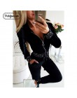 Pickyourlook zestaw odzieży damskiej z długim rękawem czarne perłowe cekiny Zipper damski strój zestaw jesienno-zimowa moda ubra