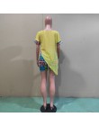 2019 lato nowy kobiety szyfonowy splot nieregularna koszulka spodenki z nadrukiem garnitur dwuczęściowy zestaw moda sportowy str