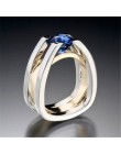 Blaike Exquisite Two Tone Rings dla kobiet srebro 925 biżuteria niebieski cyrkon ślub pierścionek zaręczynowy biżuteria prezenty