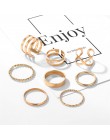 KISSWIFE 8 sztuk/zestaw prosta konstrukcja okrągłe złote kolorowe pierścienie zestaw dla kobiet Handmade geometria Finger zestaw