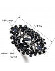 Sinerery Vintage duże dziury niebieski Rhinestone Dragonfly pierścionki kobiety Antique srebrny kolor Wedding Party biżuteria JZ