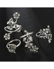 Tocona 4 sztuk/zestaw Antique Silver Vintage Bohemia zestaw pierścieni Rose pierścienie kwiatowe dla kobiet urocze czechy Floral
