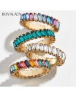 Nowy Boho Rainbow Cz kamień pierścionek do łączenia dla kobiet złoty kolor srebrny bagietka cyrkonia ślub zaręczyny wieczność pi