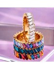 Nowy Boho Rainbow Cz kamień pierścionek do łączenia dla kobiet złoty kolor srebrny bagietka cyrkonia ślub zaręczyny wieczność pi