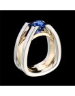 Blaike Exquisite Two Tone Rings dla kobiet srebro 925 biżuteria niebieski cyrkon ślub pierścionek zaręczynowy biżuteria prezenty
