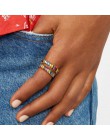 Nowy Boho Rainbow Cz kamień pierścionek do łączenia dla kobiet złoty kolor srebrny bagietka cyrkonia ślub zaręczyny wieczność pi