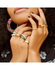 Nowy Boho Rainbow Cz kamień pierścionek do łączenia dla kobiet złoty kolor srebrny bagietka cyrkonia ślub zaręczyny wieczność pi