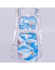 LVINMW Sexy Angel Cupid wydrukowano Bodycon 2 sztuk zestawy moda 2019 lato kobiety Camisole krótkie bluzki i wysokiej talii krót