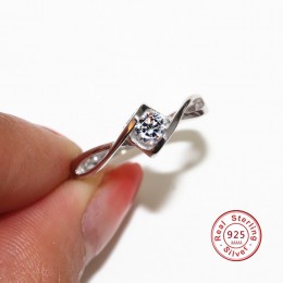 Klasyczna kobieta AAA Crystal cyrkon kamień nieskończony pierścień 925 srebrny wypełniony Ring Finger obietnica obrączki dla kob