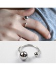 Anenjery 925 Sterling Silver biżuteria duże i małe podwójne koraliki pierścienie otwierające dla kobiet bague anillos S-R167