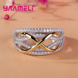 Luksusowe stałe 925 Sterling Silver Rings dla kobiet Hollow-out numer 8 nieskończoność biżuteria miłosna prezent na walentynki d
