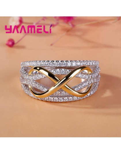 Luksusowe stałe 925 Sterling Silver Rings dla kobiet Hollow-out numer 8 nieskończoność biżuteria miłosna prezent na walentynki d