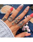 Tocona 4 sztuk/zestaw Antique Silver Vintage Bohemia zestaw pierścieni Rose pierścienie kwiatowe dla kobiet urocze czechy Floral