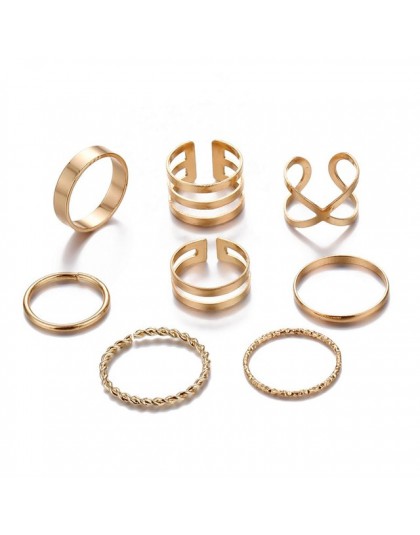 KISSWIFE 8 sztuk/zestaw prosta konstrukcja okrągłe złote kolorowe pierścienie zestaw dla kobiet Handmade geometria Finger zestaw