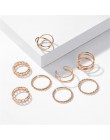 KISSWIFE 8 sztuk/zestaw prosta konstrukcja okrągłe złote kolorowe pierścienie zestaw dla kobiet Handmade geometria Finger zestaw