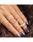 Modyle 12 sztuk/zestaw urok złoty kolor Midi Finger zestaw pierścieni dla kobiet w stylu Vintage Boho Knuckle Party Rings biżute