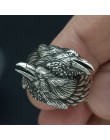 EYHIMD Viking mężczyźni dwa splecione kruki pierścień mitologia nordycka kolor srebrny Odin Crow stal nierdzewna stalowe pierści