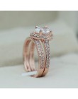Huitan Classic Solitaire pierścień kropla wody 2PC pierścień z mikro betonowa elegancki pierścionek zaręczynowy ślub pierścionek