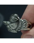 EYHIMD Viking mężczyźni dwa splecione kruki pierścień mitologia nordycka kolor srebrny Odin Crow stal nierdzewna stalowe pierści