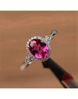 HOT 925 Sterling srebrna iskrząca czerwone serce pierścionek do noszenia warstwowego Micro Pave Crystal CZ dla kobiet prezent na