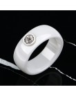 Pierścień ceramika 8mm moda wykwintne Rhinestone pierścień ceramiczny dla kobiet Plus jedno duże kryształowe ślubne kobiece nast