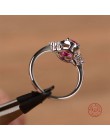 HOT 925 Sterling srebrna iskrząca czerwone serce pierścionek do noszenia warstwowego Micro Pave Crystal CZ dla kobiet prezent na