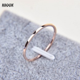 Knock (1.2 MM) promocja tytanowa stal różowe złoto kolor antyalergiczny gładka para obrączka kobieta mężczyzna biżuteria
