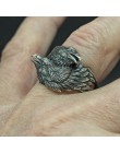 EYHIMD Viking mężczyźni dwa splecione kruki pierścień mitologia nordycka kolor srebrny Odin Crow stal nierdzewna stalowe pierści