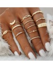 Modyle 12 sztuk/zestaw urok złoty kolor Midi Finger zestaw pierścieni dla kobiet w stylu Vintage Boho Knuckle Party Rings biżute