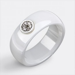 Pierścień ceramika 8mm moda wykwintne Rhinestone pierścień ceramiczny dla kobiet Plus jedno duże kryształowe ślubne kobiece nast