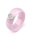 Pierścień ceramika 8mm moda wykwintne Rhinestone pierścień ceramiczny dla kobiet Plus jedno duże kryształowe ślubne kobiece nast