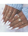 Modyle 12 sztuk/zestaw urok złoty kolor Midi Finger zestaw pierścieni dla kobiet w stylu Vintage Boho Knuckle Party Rings biżute