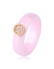 Pierścień ceramika 8mm moda wykwintne Rhinestone pierścień ceramiczny dla kobiet Plus jedno duże kryształowe ślubne kobiece nast