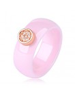 Pierścień ceramika 8mm moda wykwintne Rhinestone pierścień ceramiczny dla kobiet Plus jedno duże kryształowe ślubne kobiece nast