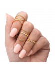 Modyle 12 sztuk/zestaw urok złoty kolor Midi Finger zestaw pierścieni dla kobiet w stylu Vintage Boho Knuckle Party Rings biżute