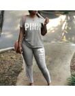 Plus rozmiar 2 sztuka zestaw kobiety dres Casual różowy list drukuj Sexy dresy koszulka z krótkim rękawem Top spodnie obcisłe XX