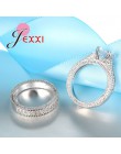 925 wybite srebro zestawy pierścionków 2 sztuk Bijoux pełna afryki AAA kryształowe serce z kamienia pierścionki romantyczny ślub