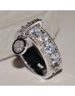 2019 New Arrival vintage róża złoto srebro kolor kryształu obrączki dla kobiety luksusowe biały cyrkon pierścionek zaręczynowy b