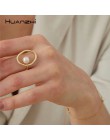 HUANZHI nowy szykowny design eleganckie imitacje pereł proste okrągłe z dziurką geometryczne pierścienie dla kobiet dziewczyn Pa