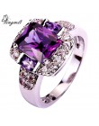 Lingmei Fashion urocza ładna, damska biżuteria Party Purple & White CZ srebro 925 rozmiar pierścionka 6 7 8 9 10 11 12 13 prezen